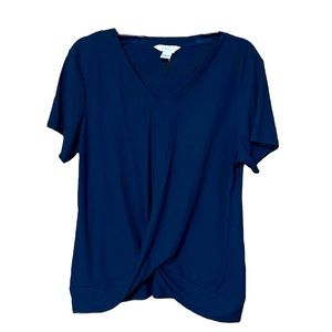 Liz Claiborne, Navy Blue twist knot t-shirt, Large